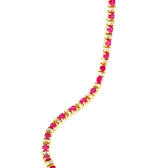 Ruby and diamond tennis bracelet - Picture 2 of 4